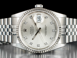 Rolex Datejust 36 Argento Jubilee 16234 Silver Lining Diamonds 